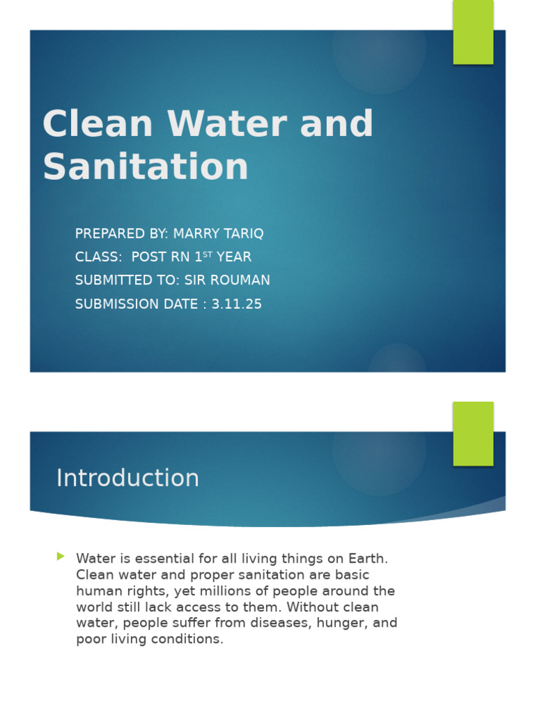 Clean Water and Sanitation Presentation | PDF