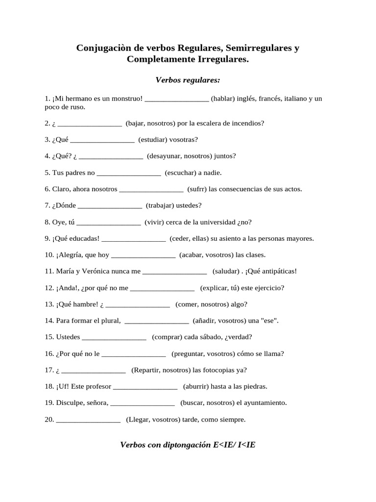 Conjugación de Verbos en Español | PDF