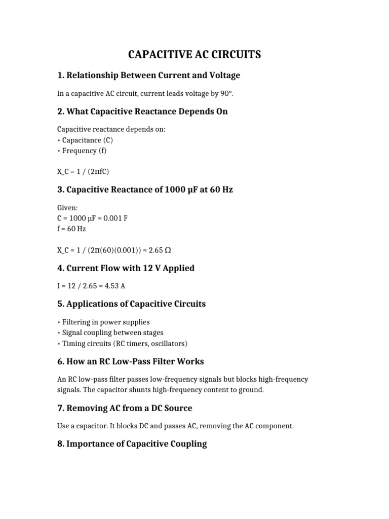 Capacitive and Inductive AC Circuits Guide | PDF