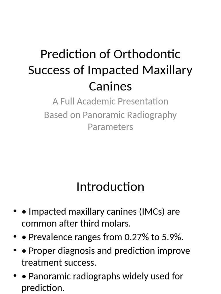 Predicting Orthodontic Success in Impacted Canines | PDF | Orthodontics ...