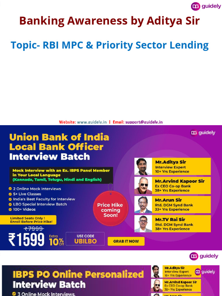 124 Banking Awareness MPC & Priority Sector Lending Guidelines By | PDF ...