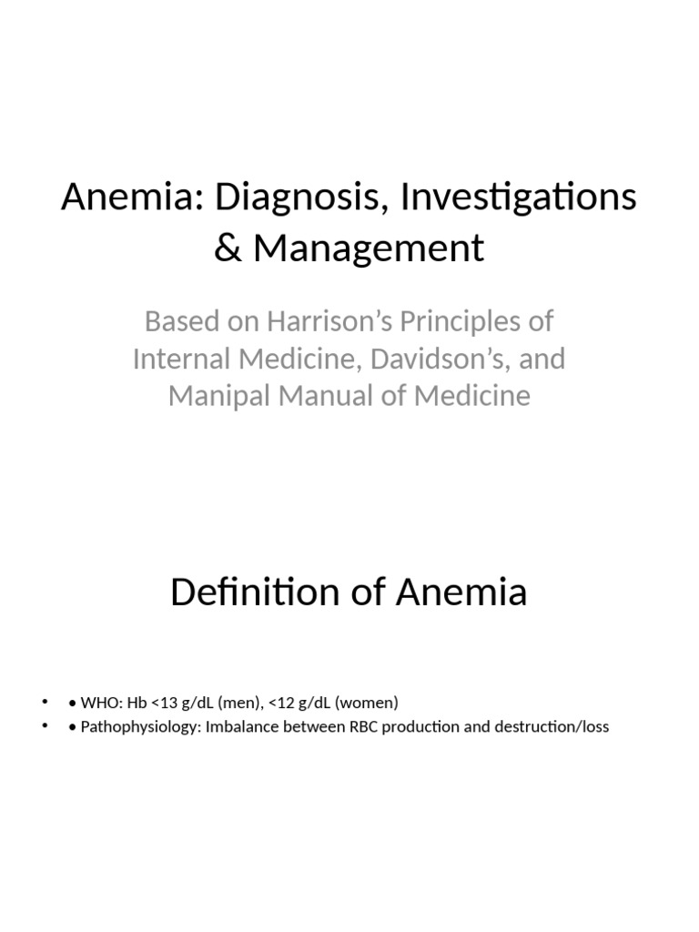 Anemia Diagnosis Management | PDF | Anemia | Medical Specialties