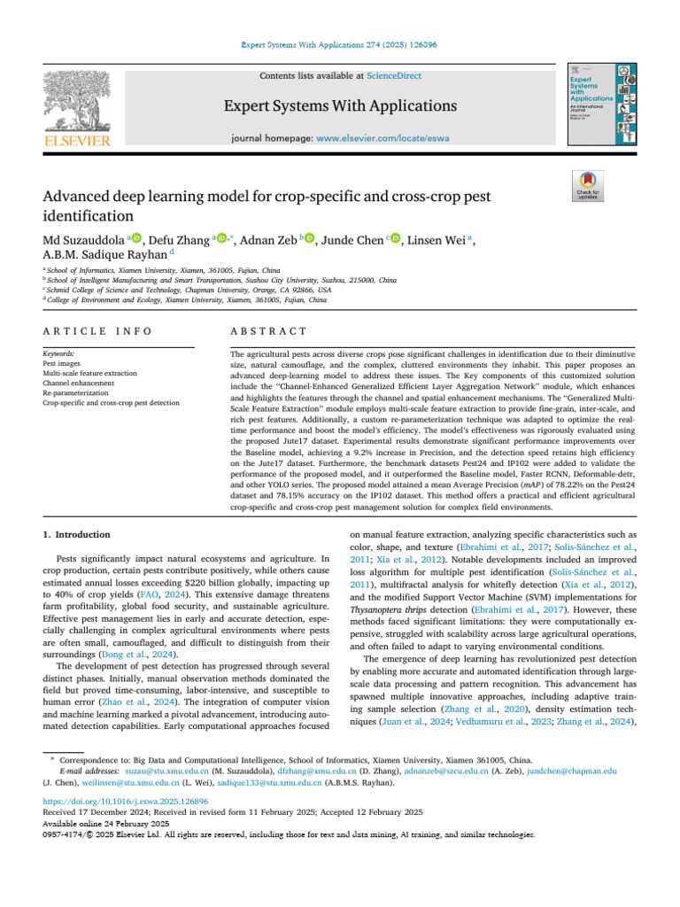 Advanced Deep Learning for Pest Detection | PDF | Deep Learning ...