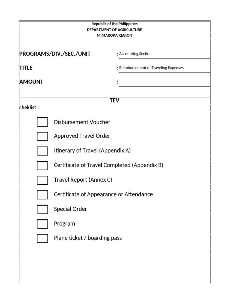 Reimbursement of Travel Expenses Guide | PDF