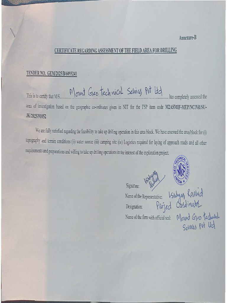 GSI Site Visit Certificate | PDF