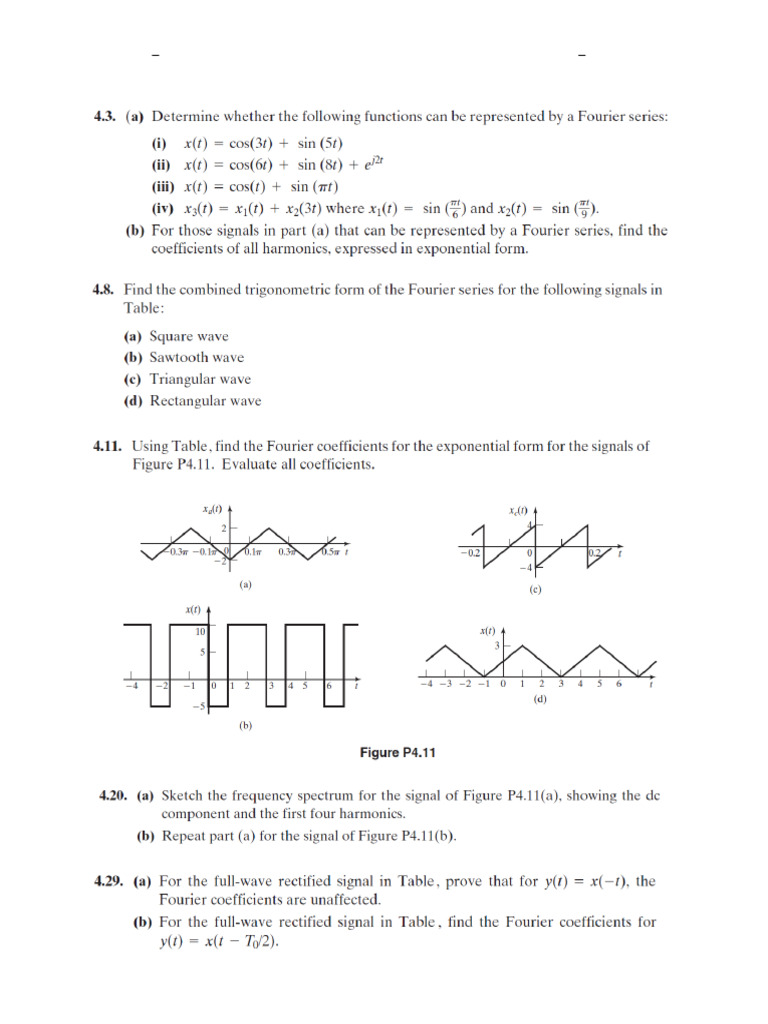 Signals and Systems Exercises Chapter 4 | PDF