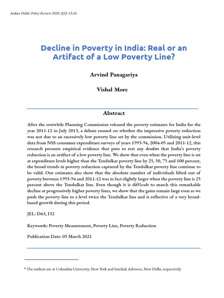 Poverty Reduction in India: Evidence Analysis | PDF | Poverty Threshold ...