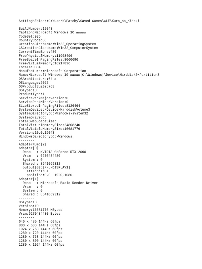 Windows 10 System Specs and Display Settings | PDF