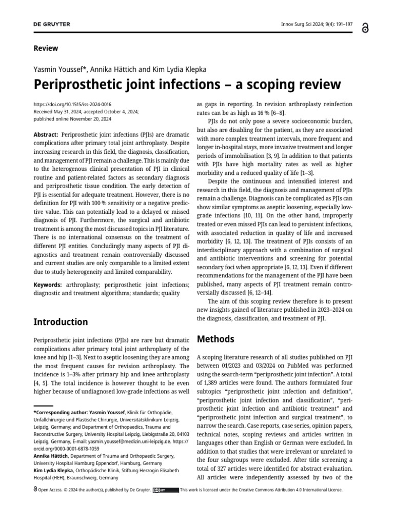 Periprosthetic Joint Infections Review | PDF | Infection | Medical ...