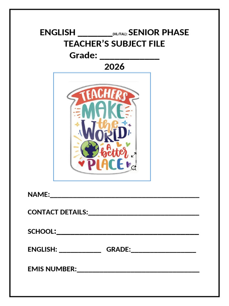 English Teacher's Subject File 2026 | PDF