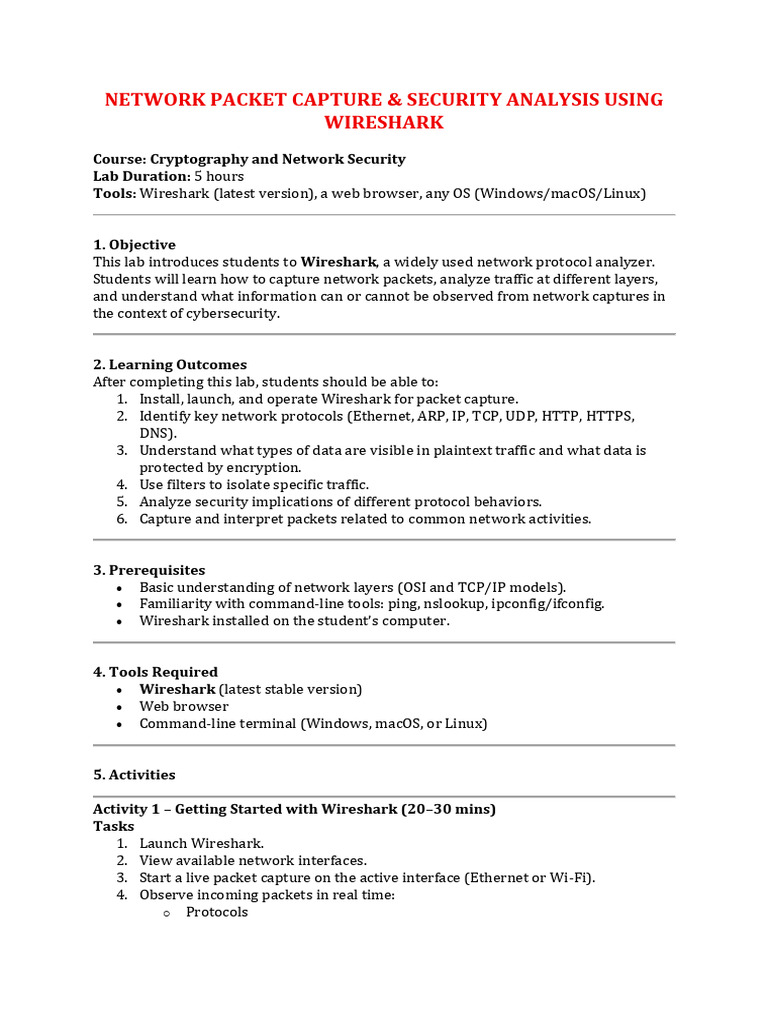 Wireshark Packet Capture Lab Guide | PDF | Computer Network | Domain ...