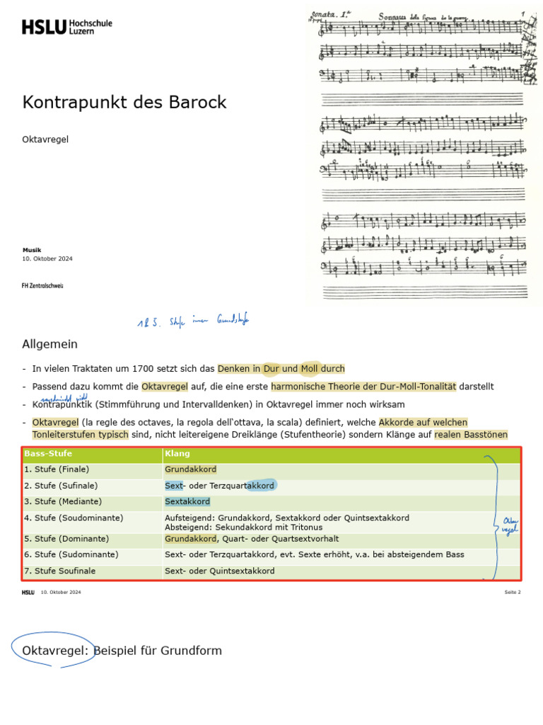 Kontrapunkt Des Barocks - Oktavregel | PDF