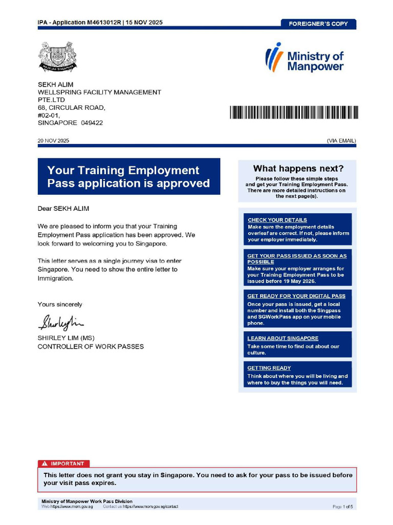 Foreigner IPA Letter M4613012R 20 Nov 2025 PDF | PDF