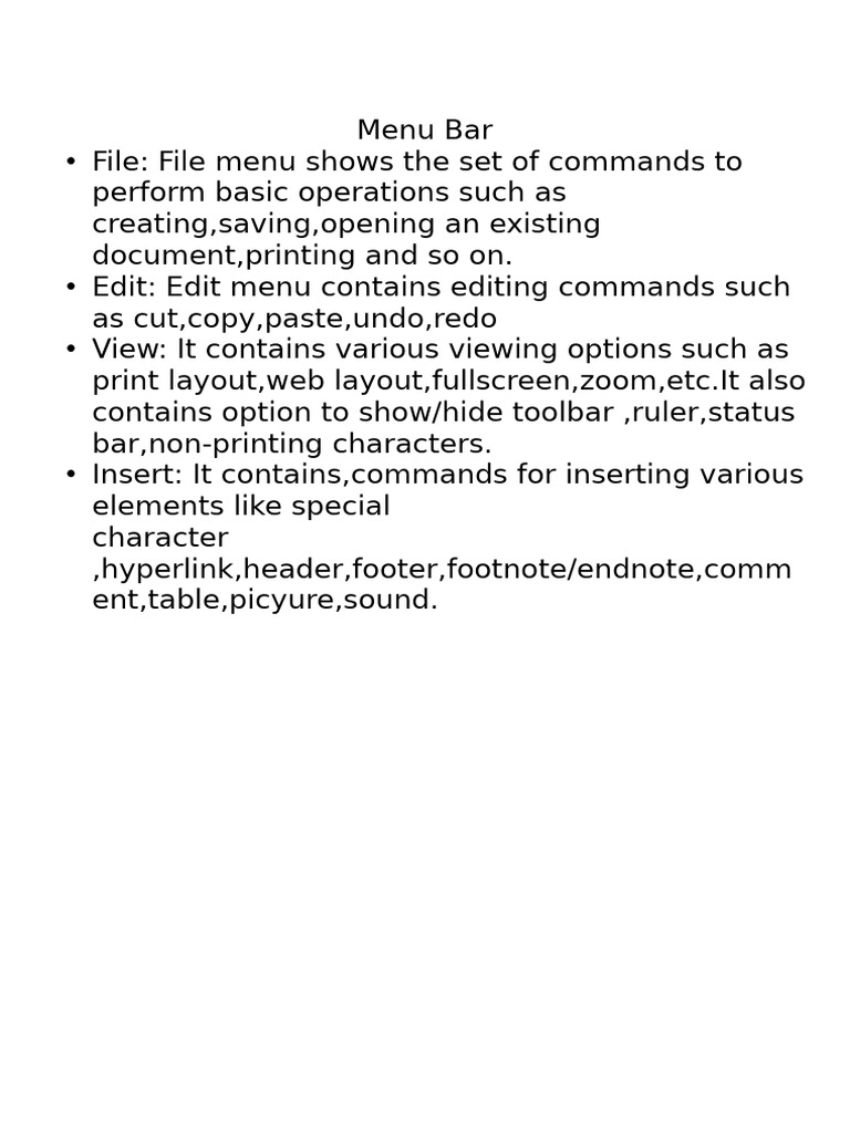 Essential Menu Bar Functions Explained | PDF