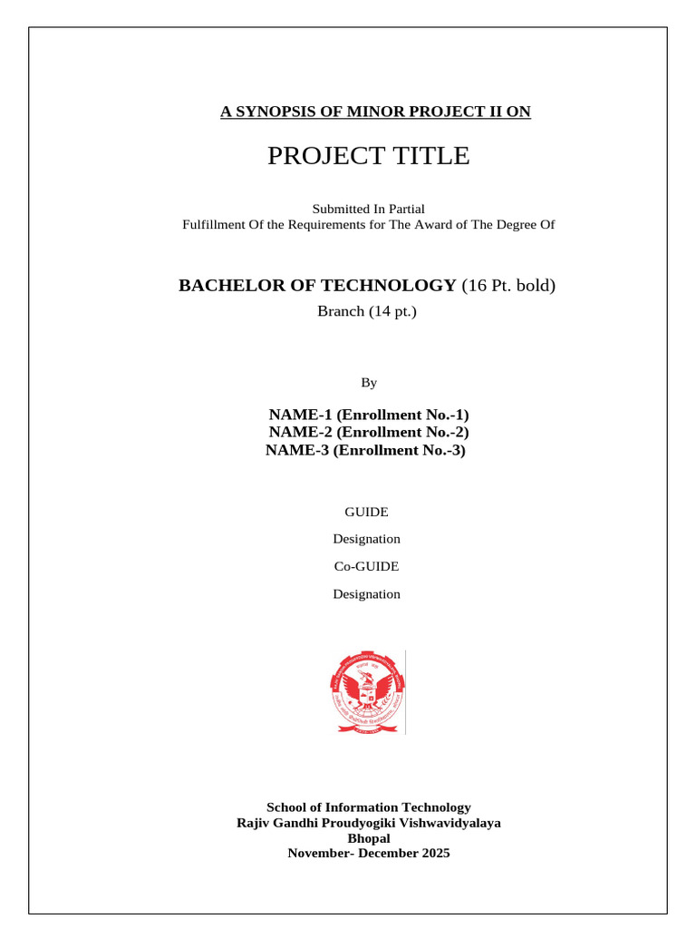 Minor Project II Synopsis Guidelines | PDF