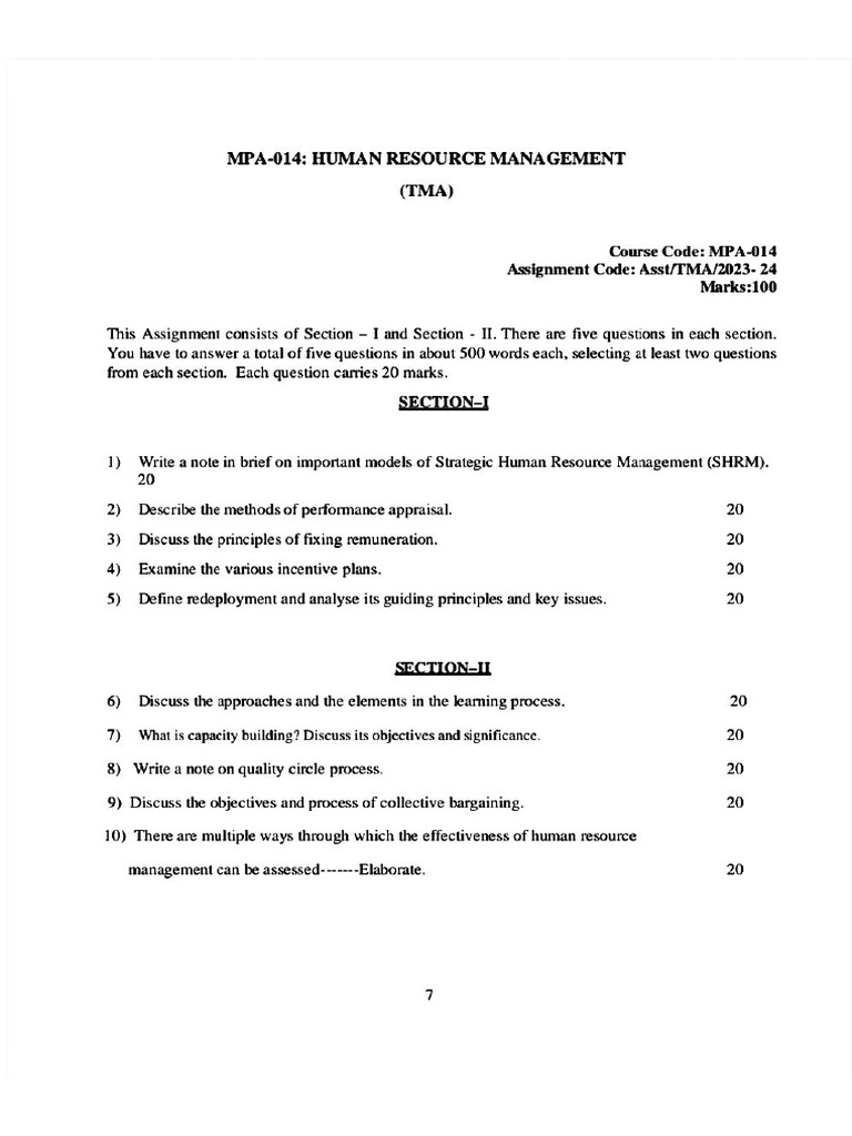 MPA-014 Question Paper | PDF