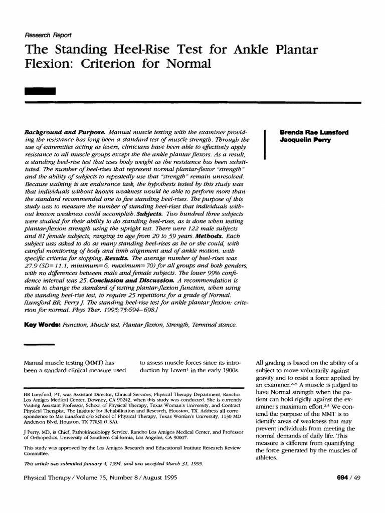 Standing Heel-Rise Test for Ankle Strength | PDF | Physical Therapy | Foot