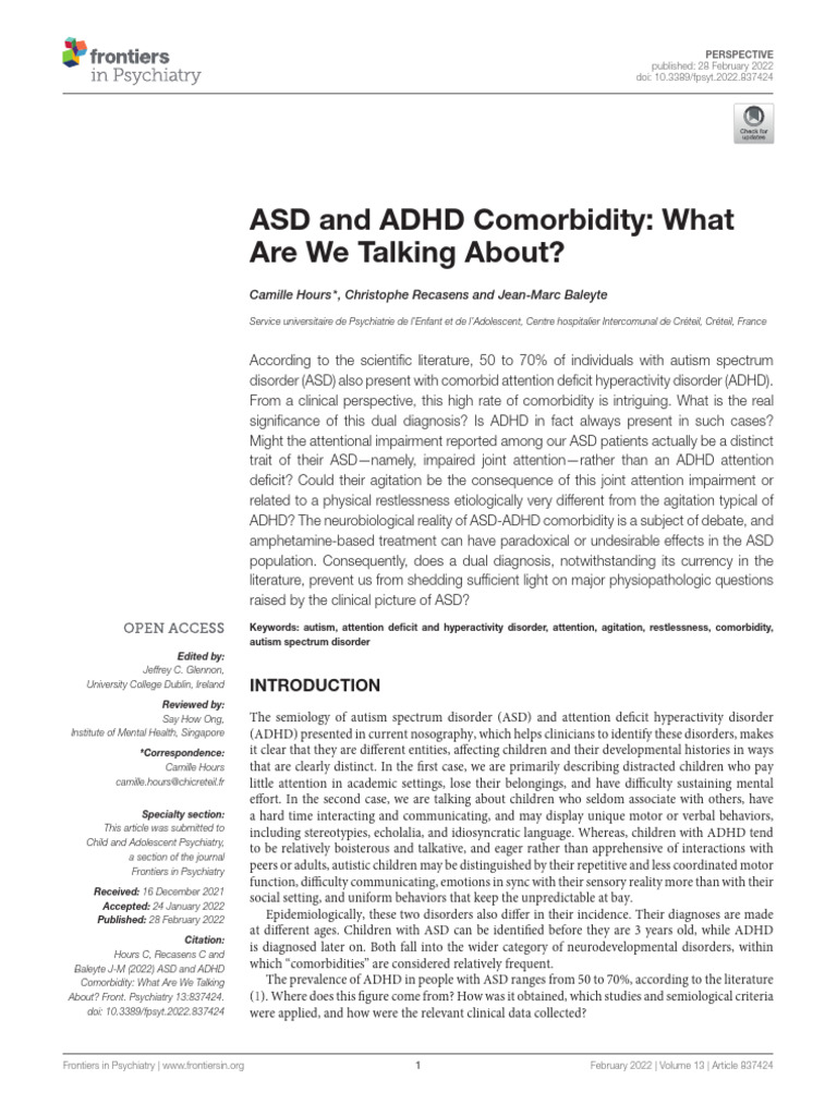 ASD and ADHD Comorbidity Explained | PDF | Attention Deficit ...