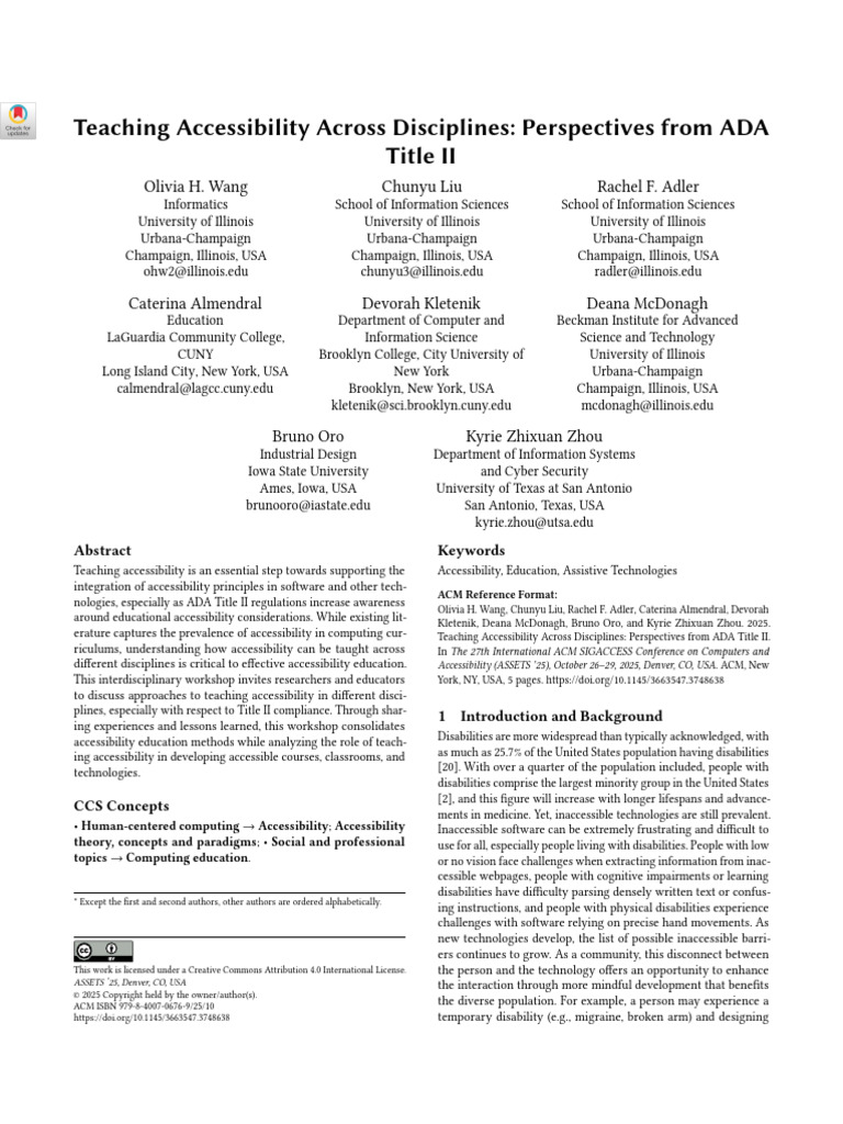 Teaching Accessibility Across Disciplines | PDF | Accessibility ...