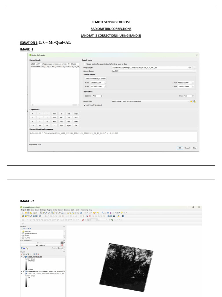 Remote Sensing Exercise On Radiometric Corrections - 010314 | PDF