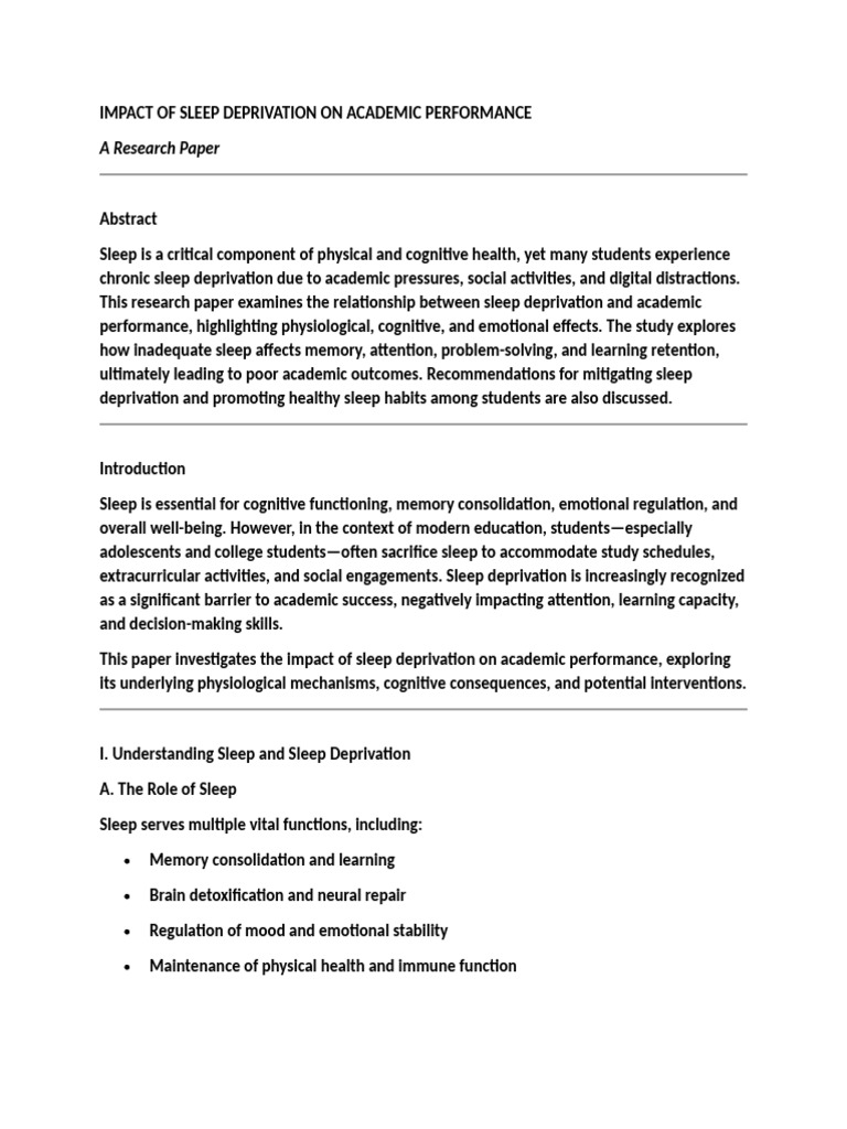 Picture of Impact of Sleep Deprivation on Academic Performance | PDF | Sleep ...