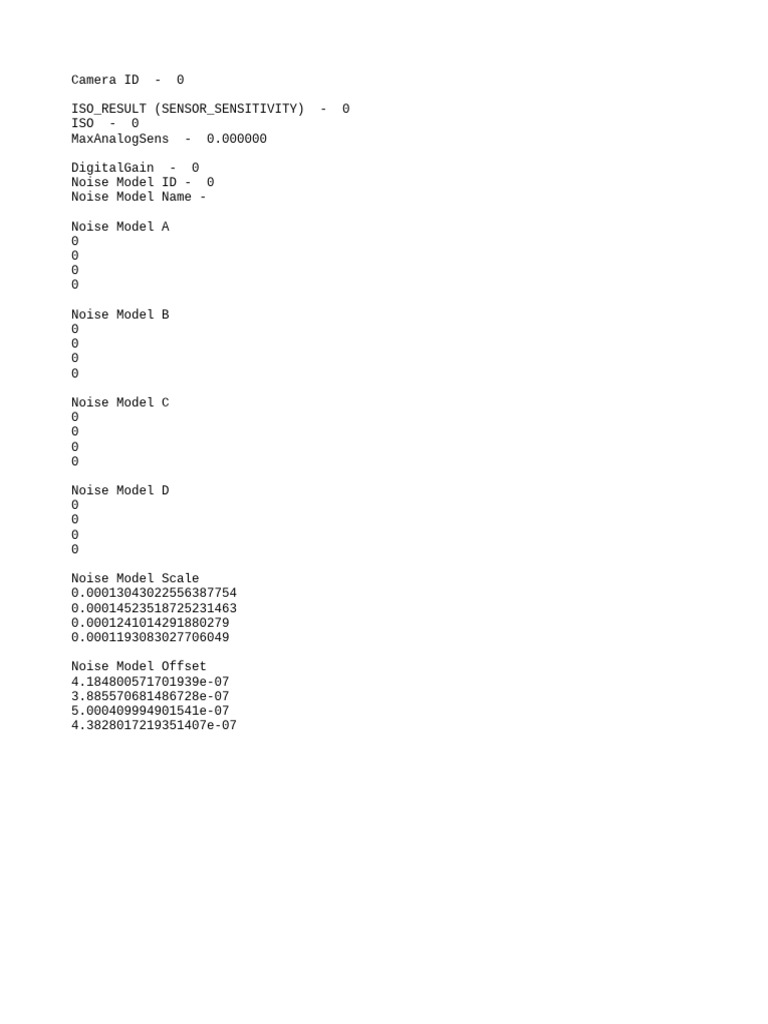 Camera Sensor Noise Model Data | PDF