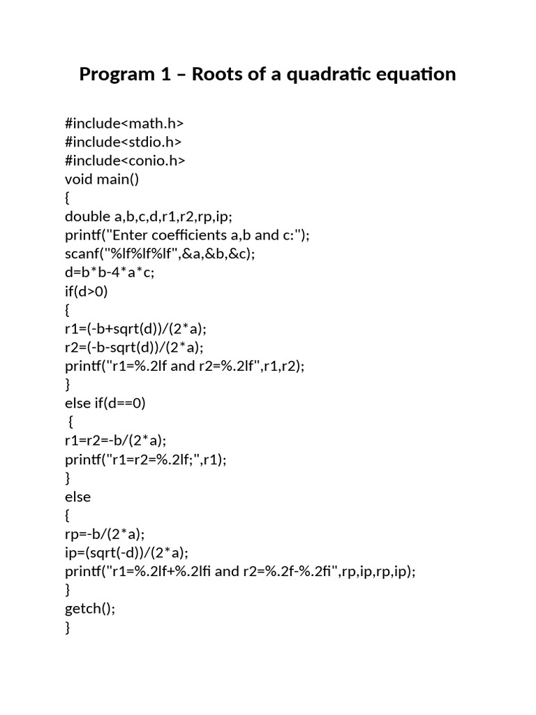 C Programs for Math Operations | PDF