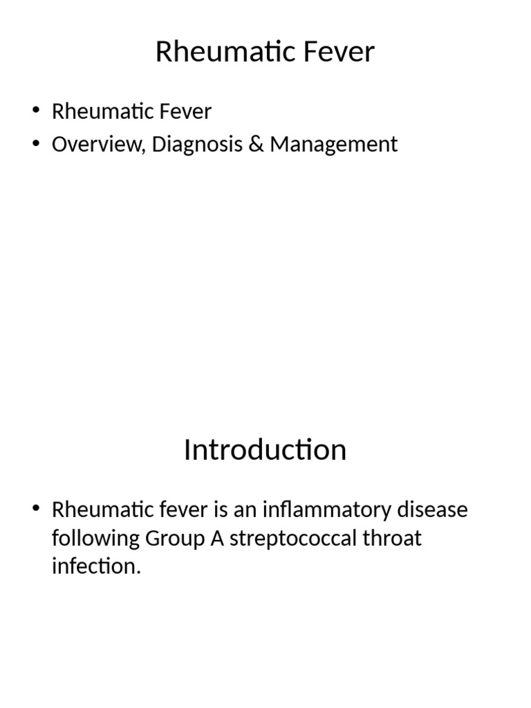 Rheumatic Fever: Diagnosis and Management | PDF