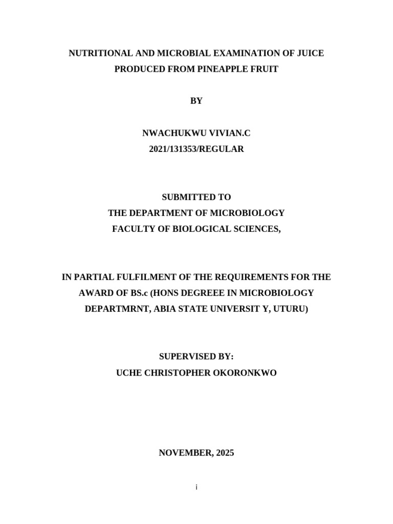 Nutritional and Microbial Analysis of Pineapple Juice | PDF | Food ...