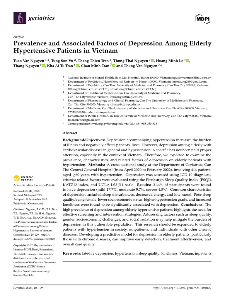 Prevalence and Associated Factors of Depression Among Elderly ...