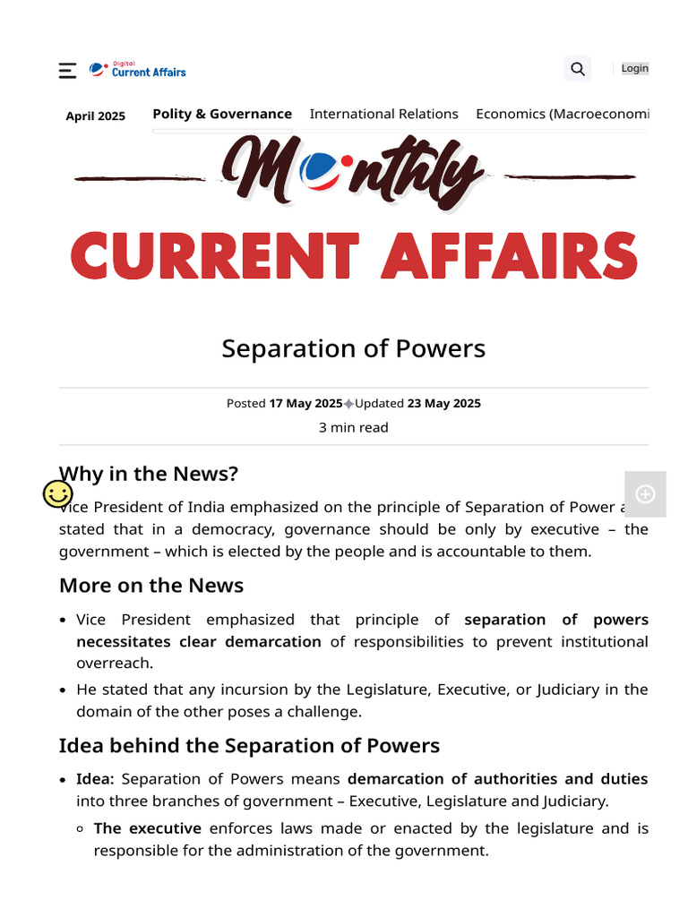 Visionias - Incurrent Affairsmonthly Magazine2025!05!17polity and ...