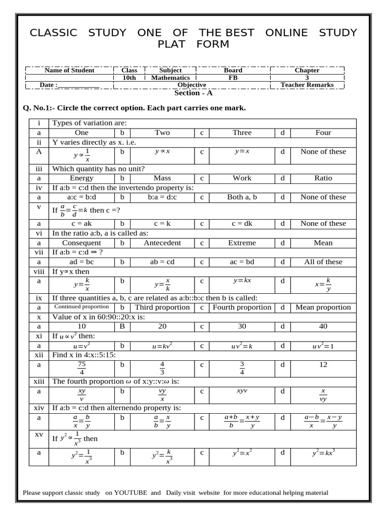 10th Grade Mathematics Study Guide | PDF | Mathematics