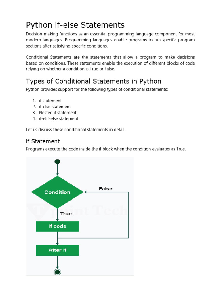 Python if-else Statements | PDF | Python (Programming Language ...