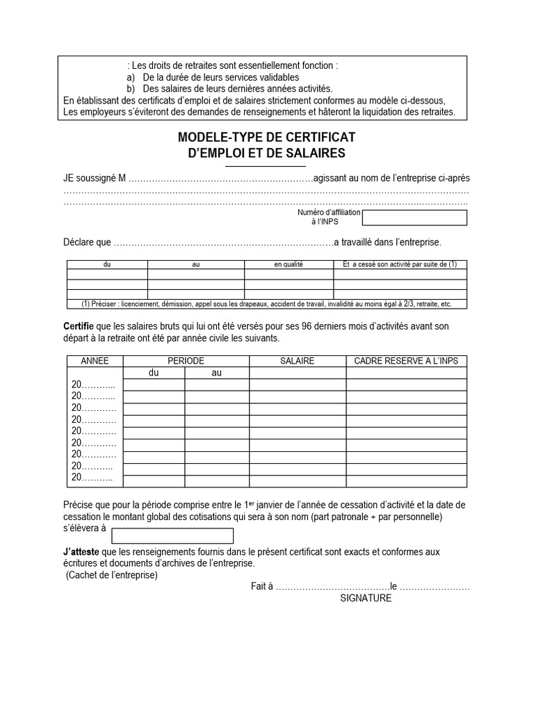 Certificat de retraite : modèle et infos | PDF | Salaires