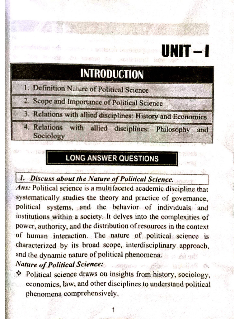 Pol Sci Unit 1&2 Minior | PDF