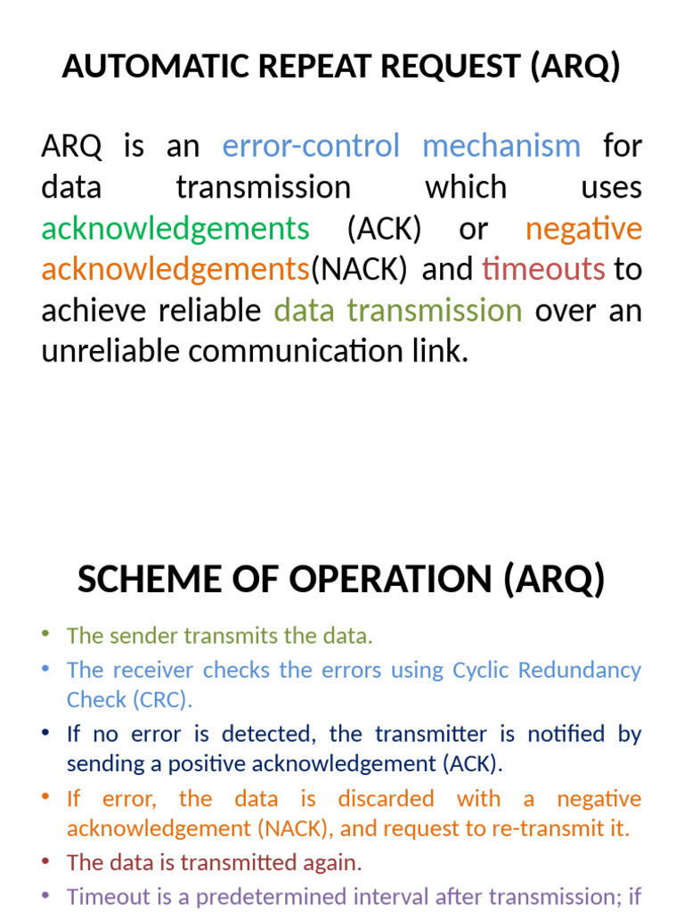 Understanding Automatic Repeat Request (ARQ) | PDF | Error Detection ...