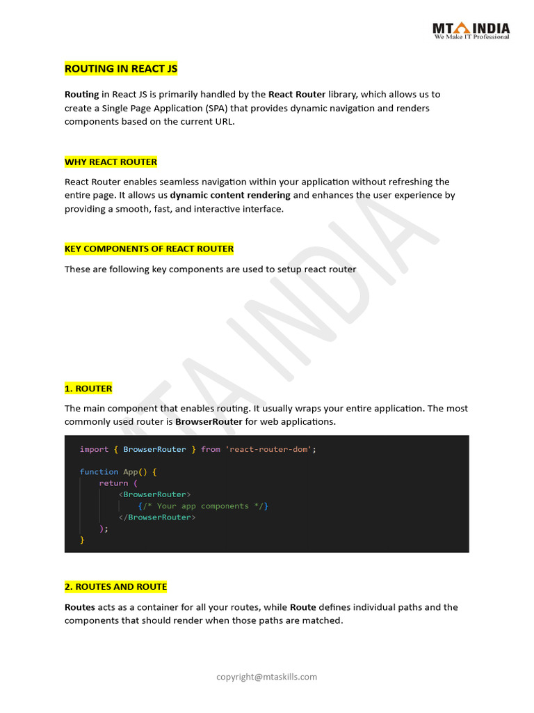 Routing in React JS Explained | PDF | Information Technology | Computer ...
