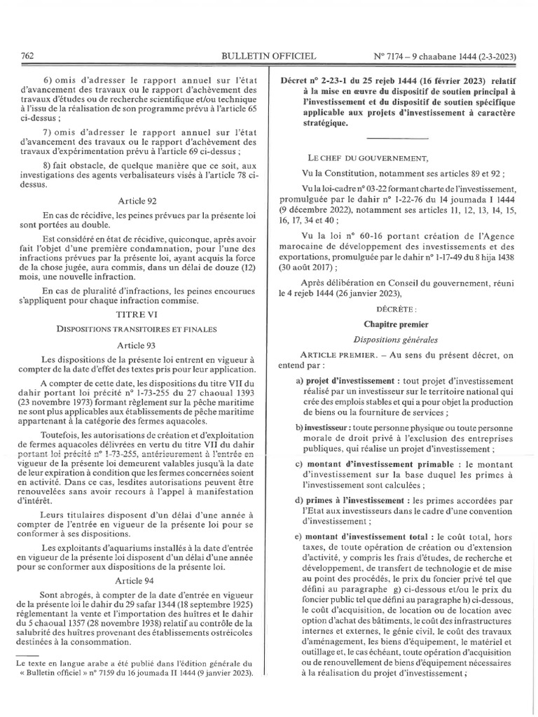 Decret VF N°2 - 23 - 1 - CI - Dispositif Principal Et Stratégique | PDF
