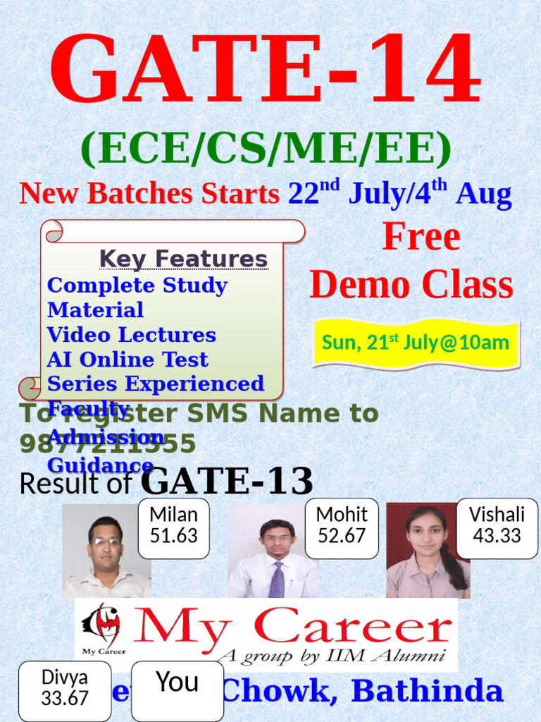 GATE-14 Free Demo Class Registration | PDF