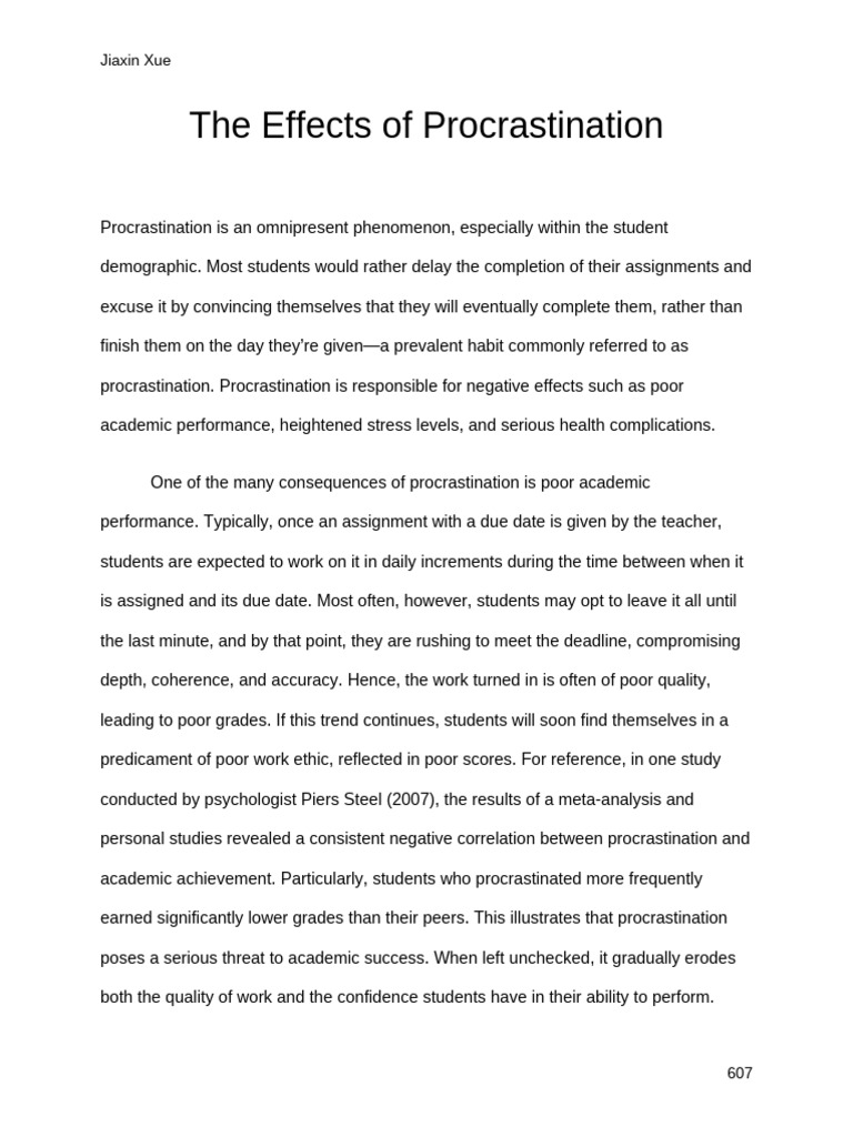 Impact of Procrastination on Students | PDF | Procrastination ...