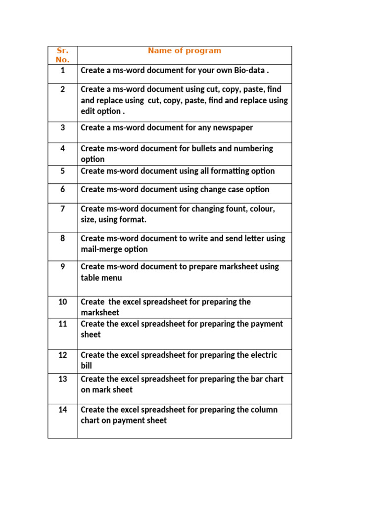 MS Word & Excel Document Creation Guide | PDF