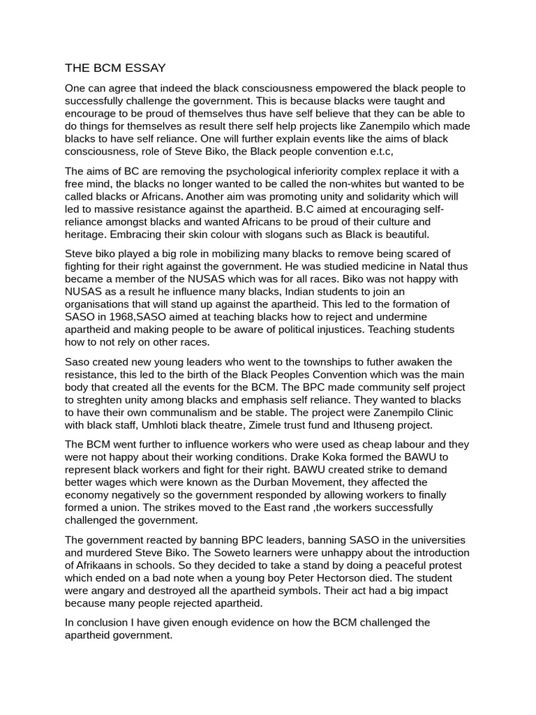Black Consciousness Movement Overview | PDF | Social Movements