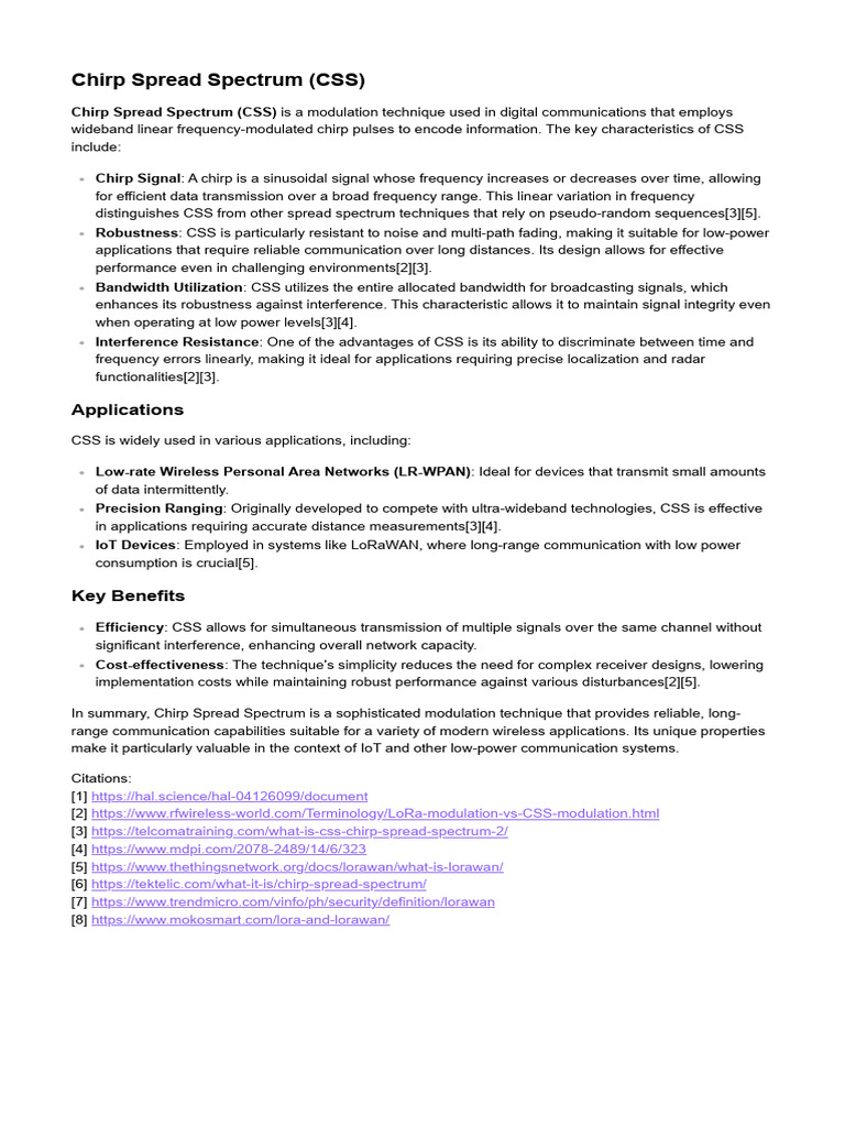 Chirp Spread Spectrum Modulation Explained | PDF | Radio Spectrum ...