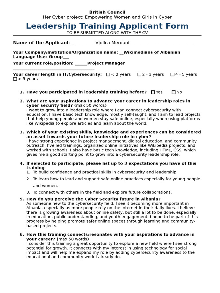 Application Form Leadershiptraining | PDF | Computer Security | Security