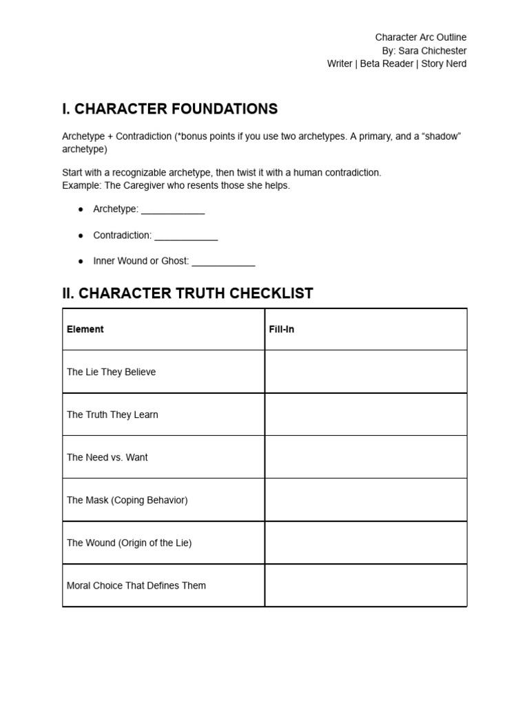 Character Arc Development Guide | PDF | Behavioural Sciences ...