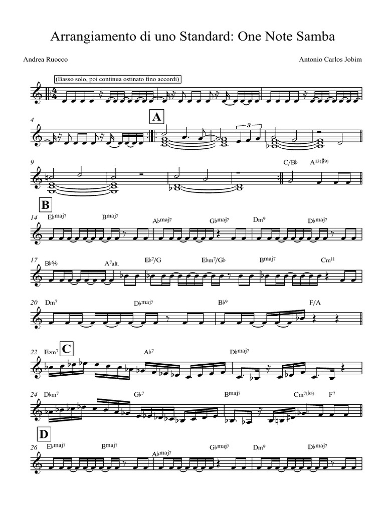 Arrangement de One Note Samba | PDF
