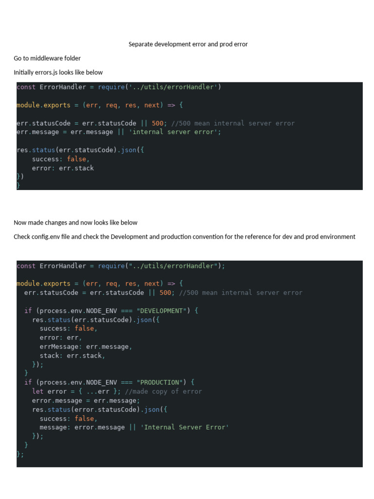 Error Handling in Dev vs Prod Environments | PDF
