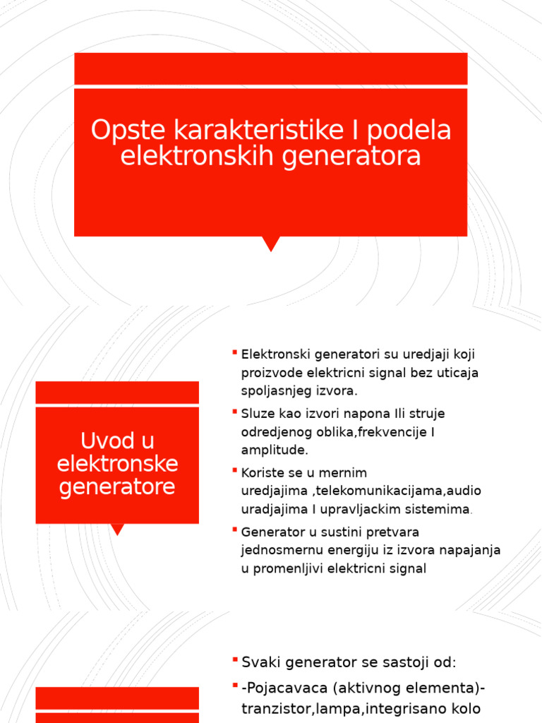 Opste Karakteristike I Podela Elektronskih Generatora - Катић | PDF