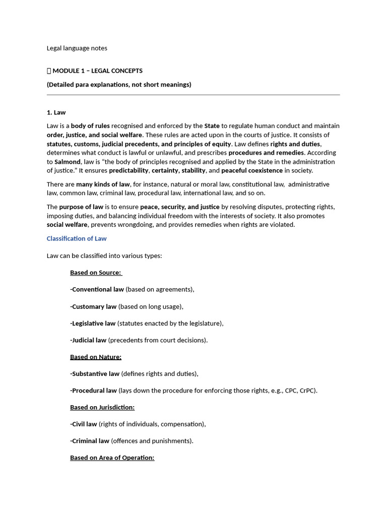Legal Language Notes | PDF | Justice | Crime & Violence