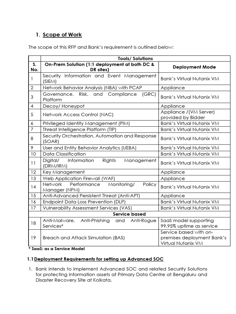 Advanced SOC Implementation RFP | PDF | Security | Computer Security